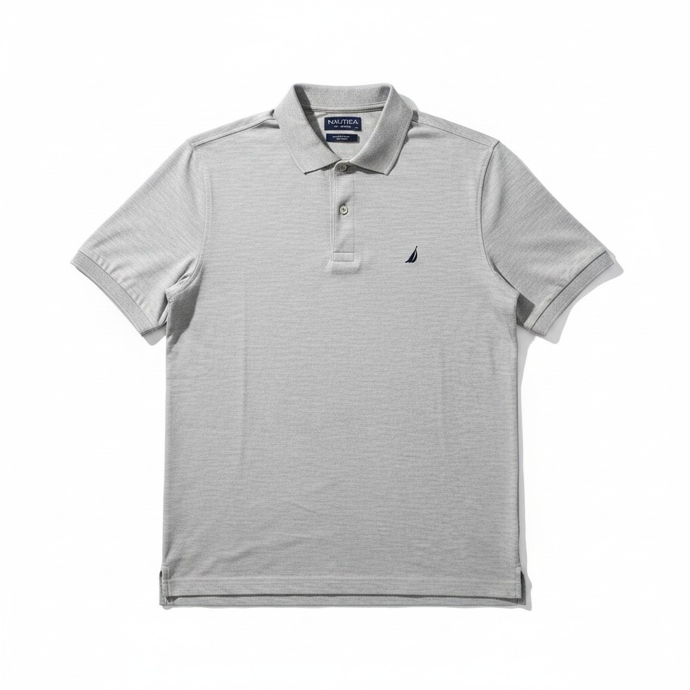 Nautica Navtech M Gray Polo Shirt Mens Casual Athleisure Short Sleeve